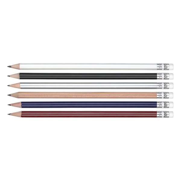 Group of Argente round wooden pencils with erasers